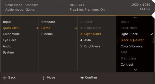 benq mobiuz ex2510 osd menu layout