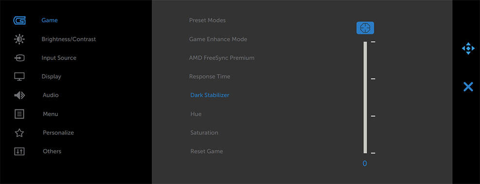 Dell G2722HS OSD Menu