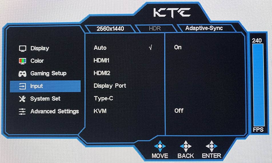 KTC G27P6S OSD Menu 4