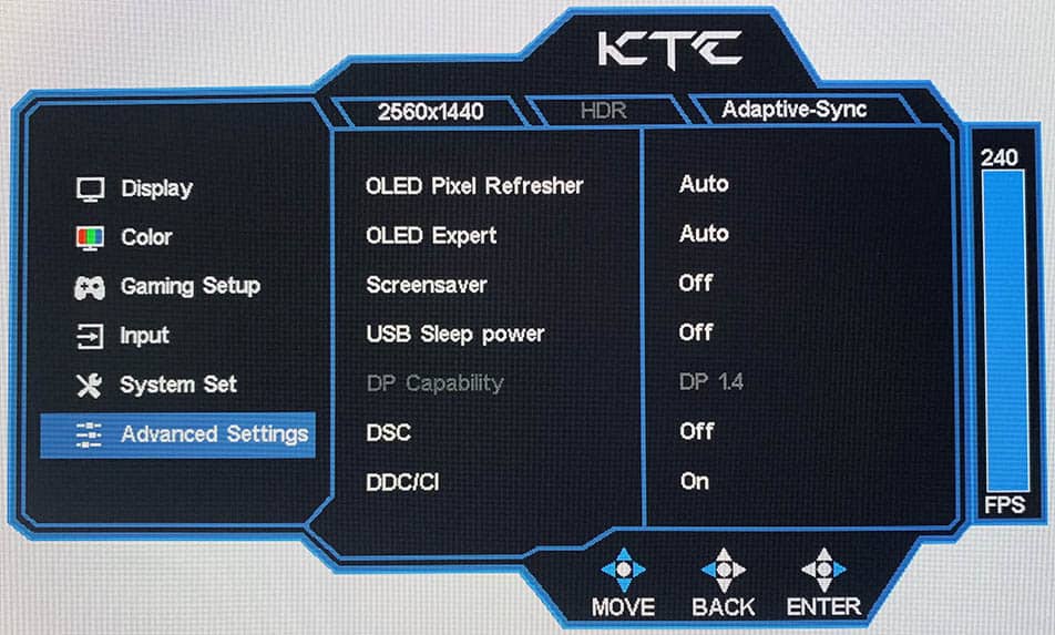KTC G27P6S OSD Menu 6