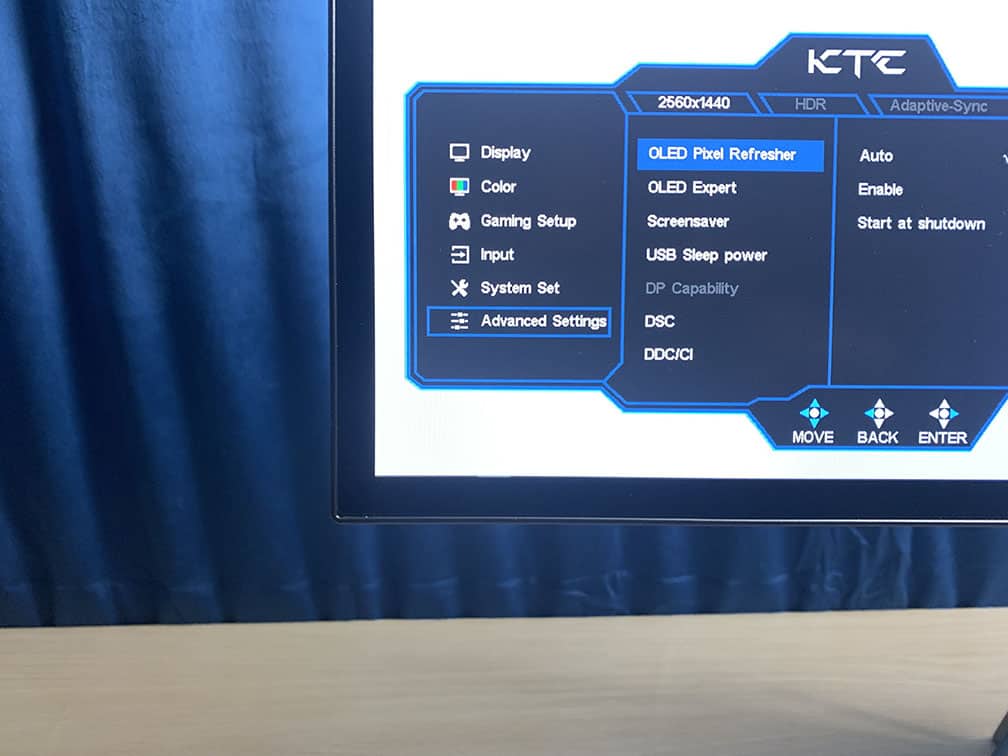 KTC G27P6S OSD Menu