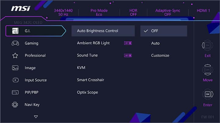 MSI 342C OSD Menu