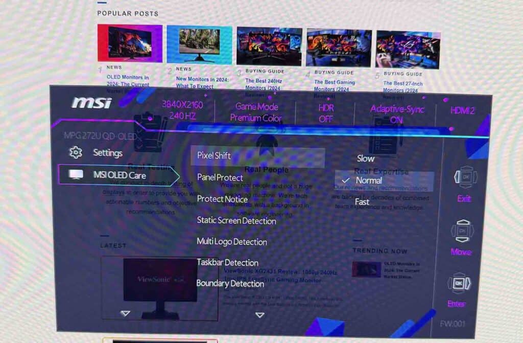 MSI MPG 272URX Burn in Prevention Features