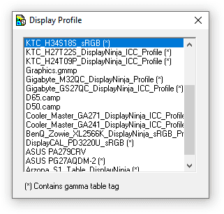 DisplayProfile Application