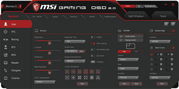 msi mag272qr osd menu