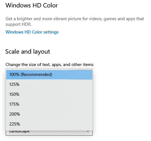 Windows scaling